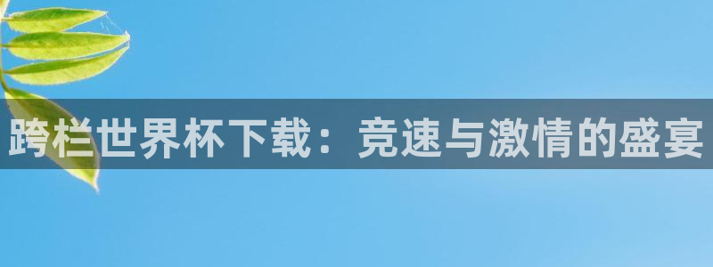 世界杯2026赛程：跨栏世界杯下载：竞速与激情的盛宴